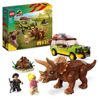 LEGO Jurassic Park Triceratops-Forschung, Dinosaurier Spielzeug mit Figur und Auto zum Sammeln zum 30. Jubiläum 76959