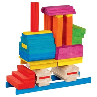 goki Spielbausteine Farbenreich, 200 Teile Holzbausteine Bauklötze Konstruktionsspielzeug bunt
