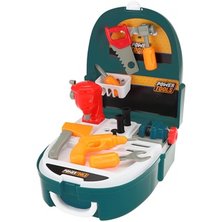 TOI-Toys Power Tools Werkzeug Rucksack für Kinder - mit 21 Teilen - Rollenspiel Kostüm Bauarbeiter/Handwerker - ab 4 Jahren