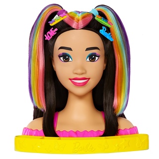 Barbie Totally Hair - Neon-Regenbogen Deluxe Styling-Kopf, reichlich Zubehörteile, 10 Farbwechselüberraschungen, Kinder ab 3 Jahren, HMD81