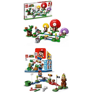 LEGO 71360 Super Mario Abenteuer mit Mario – Starterset, interaktive Figur und Bauspiel + LEGO 71368 Super Mario Toads Schatzsuche – Erweiterungsset, Bauspiel