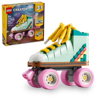 LEGO Creator 3 in 1 Retro Rollschuh Bauset, verwandelt sich vom Rollschuhspielzeug zum Mini-Skateboard zum Boombox-Radio, Geburtstagsgeschenk für Skater, cooles Spielzeug für Jungen und Mädchen ab 8