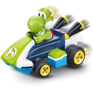 Carrera Mini RC Mario Kart mit Yoshi I Ferngesteuertes Auto ab 6 Jahren für drinnen & draußen I Mini Mario Kart Auto mit Fernbedienung zum Mitnehmen I Spielzeug für Kinder & Erwachsene