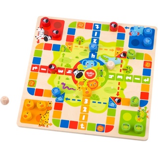 Tooky Toy 2-In-1 Spielbrett für Kinder - Würfel/Schlangen und Leitern-Spiel Holz