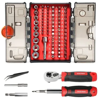 MUSTBAU 78-teilige Ratschenschraubendreher-Set, aus Stahl Computer, Laptops