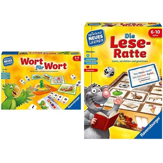 Ravensburger 24955 - Wort für Wort - Spielen und Lernen für Kinder & Die Lese-Ratte - Spielen und Lernen für Kinder, Lernspiel für Kinder ab 6-10 Jahren, Spielend Neues Lernen für 1-4 Spieler