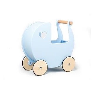 MOOVER Toys - Dänischer Designer Holz-Puppenwagen (hellblau) / dolls pram light blue
