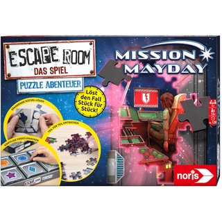 Noris 606102060 Escape Room Puzzle Abenteuer, Mission Mayday - Familien und Gesellschaftsspiel für Puzzle-Fans, inkl. 3 Fällen, ab 14 Jahren