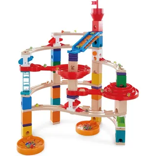 Hape E6024 - Super-Spiralburg, Quadrilla Kugelbahn, Konstruktionsspielzeug mit umfangreichem Zubehör, 129 teilig, aus Holz, ab 4 Jahren, mehrfarbig