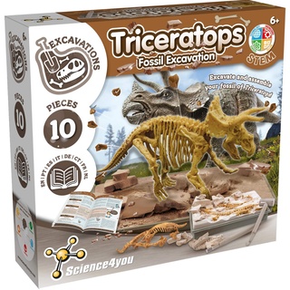 Science4you - Triceratops Dino Ausgrabungsset - Archeologie Set Fur Kinder mit 10 Teilen, Graben Sie Ihr Dinosaurier Spielzeug - Ideale Experimentierkasten, Geschenk und Dino Spiel für Kinder +6 Jahre