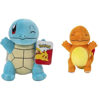 Pokémon PKW2693-20cm Plüsch - Schiggy, offizielles Plüsch & PKW2695-20cm Plüsch - Glumanda, offizielles Plüsch