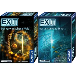 KOSMOS EXIT Spiele Set Einsteiger: Der verschwunsche Wald + Der versunkene Schatz, Level: Einsteiger, Escape Room Spiel, EXIT Game für 1 bis 4 Spieler ab 10 Jahre, EIN einmaliges Gesellschaftsspiel