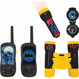 Lexibook Batman Abenteuerset mit 2 Walkie Talkies bis zu 120m Reichweite, Fernglas, Taschenlampe, Kompass (0.12 km), Walkie-Talkie, Mehrfarbig