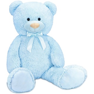 BRUBAKER Kuscheltier XXL Teddybär mit Schleife (1-St), 100 cm großer Teddy Bär, Stofftier Plüschtier blau