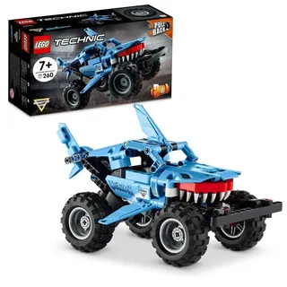 LEGO 42134 Technic Monster Jam Megalodon Modellbausatz, 2in1 Monster Truck im Hai-Design, Spielzeug-Auto mit Rückziehmotor, Geschenk für Kinder, Jungen und Mädchen ab 7 Jahren