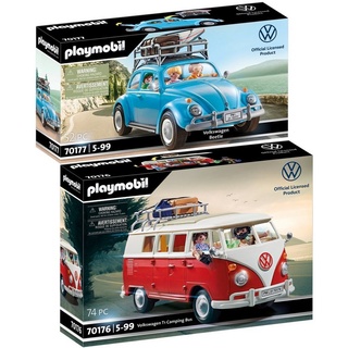 Playmobil® Konstruktions-Spielset 70176 70177 Volkswagen 2er Set VW T1 Camping Bus + VW Käfer