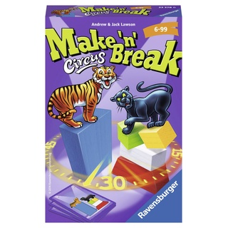 Ravensburger 23378 - Make 'n' Break Circus, Mitbringspiel für 2-4 Spieler, Kinderspiel ab 6 Jahren, kompaktes Format, Reisespiel, Aktionsspiel