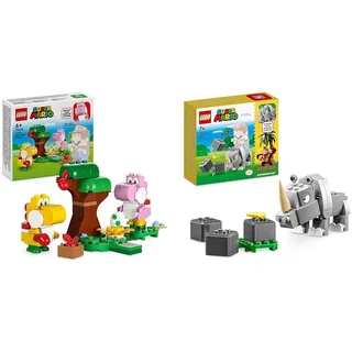 LEGO Super Mario Yoshis Wilder Wald – Erweiterungsset, Spielzeug & Super Mario Rambi das Rhino – Erweiterungsset, Nashorn-Tier-Spielzeug-Figur
