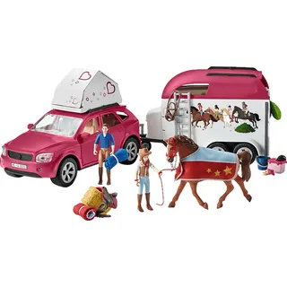 SCHLEICH Abenteuer mit Auto und Pferdeanhänger Spielfigur, Mehrfarbig