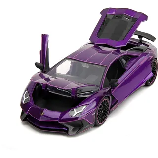 Jada Toys - Pink Slips Lamborghini Aventador SV - 1:24 Modellauto (20,3 cm) aus Metall mit Gummireifen und Teilen zum Öffnen, Spielzeug-Auto für Erwachsene und Kinder ab 8 Jahre