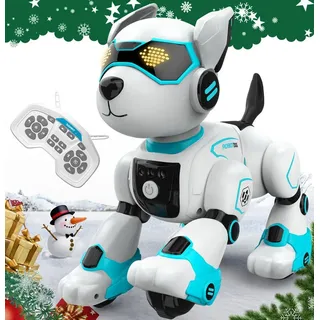 Powerwill RC-Roboter RC-Roboter Hund Kinder Puzzle Spielzeug Festival Geschenk (Programmierbar, sprachgesteuert, wiederaufladbar) blau