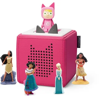 Toniebox Extrapack – Toniebox Starterset Pink mit Kreativtonie + 4 x Disney Heldinnen Hörfiguren, Audioplayer für Hörbücher und Lieder, kabellose Musikbox mit Disney Hörspiel für Kinder ab 3 Jahren