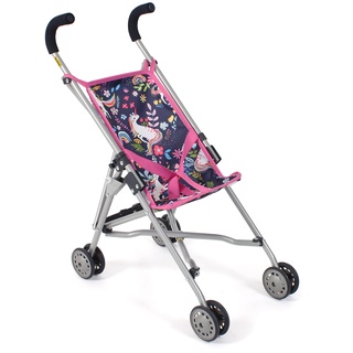 Bayer Chic 2000 Puppenbuggy Roma, Puppenwagen, Mini-Buggy, Einhorn, Navy, pink, 601-43, Einheitsgröße