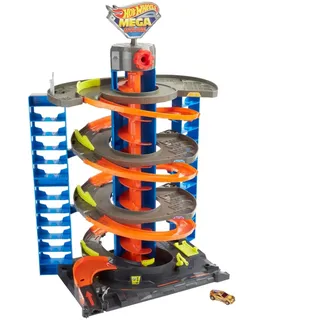 Hot Wheels GTT95 - City Power-Parkgarage Spielset mit Aufzug, für 60+ Fahrzeuge, mit 1 Hot Wheels Fahrzeug im Maßstab 1:64, Spielzeug Autorennbahn für Kinder ab 4 Jahren