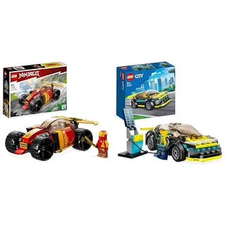 LEGO 71780 NINJAGO Kais Ninja-Rennwagen EVO 2in1 Rennwagen Spielzeug zu Geländewagen-Fahrzeug, ab 6 Jahren & 60383 City Elektro-Sportwagen Set, Spielzeugauto für Jungen und Mädchen ab 5 Jahren