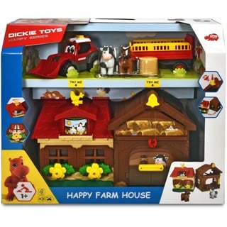 Dickie Toys 203818000 Happy Farm House, Abenteuer auf dem Bauernhof, Set für Kinder ab 1 Jahr, Traktor, mit Tieren, Licht & Sound