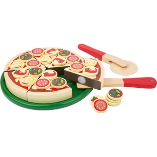 small foot 1686 Schneide Pizza aus Holz, Zubehör für Kinderküche und Kaufladen, Spielspaß ab 3 Jahren, 22 x 22 x 22 cm