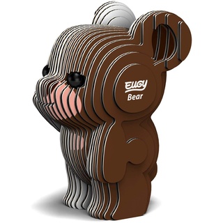 EUGY 650039 Bär, 3D Tier-Puzzle für Kinder und Erwachsene zum Zusammenbauen, DIY Tierfigur, Bastelset ab 6 Jahren, Teddy