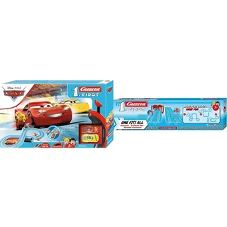 Carrera FIRST Disney Pixar Cars – Race of Friends Autorennbahn I 2,4m Rennstrecke I 2 ferngesteuerte Autos mit Lightning McQueen & Cruz Ramirez & 20067001 First Extention Set One fits All