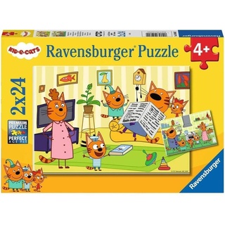 Ravensburger Puzzle Ravensburger Kinderpuzzle - 05080 Zuhause bei den Kid E Cats 2 x 24 Teile, Puzzleteile