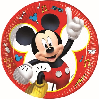 Procos 90877 Partyteller Disney Mickey Mouse aus Pappe, 8 Stück, rot, weiß, schwarz