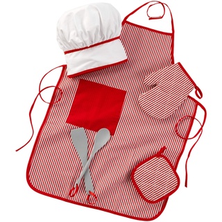 KidKraft 63197 Tasty Treats rot Spielzeug Küchenchef 6-teiliges Koch-Set - inklusiv Schürze und Kochhut für Kinder - Spielküchen-Zubehör