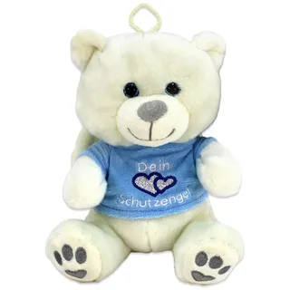 Schutzengel Teddy mit blauem Shirt - ca. 25 cm