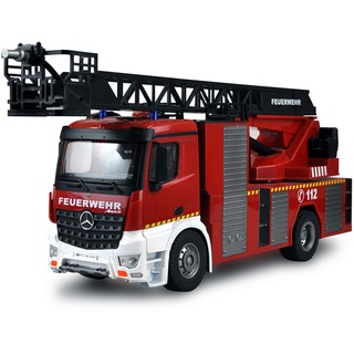 Amewi 22502 Mercedes-Benz Feuerwehr Drehleiterfahrzeug 1:18, RTR, Lizenzfahrzeug, Rot/Weiß