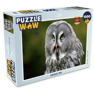 MuchoWow Puzzle Vogel - Eule - Grau, 1000 Puzzleteile, Foto-Puzzle, Bilderrätsel, Puzzlespiele, Klassisch bunt