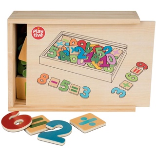 Playtive Holzmagnete Zahlen Holzspielzeug für Kinder ab 3 Jahren