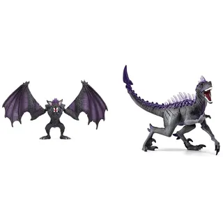SCHLEICH 70792 Schattenfledermaus, ab 7 Jahren, ELDRADOR Creatures - Spielfigur, 16 x 21 x 14 cm & ELDRADOR Creatures 70154 Schatten Raptor Dinosaurier