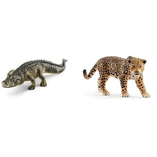 SCHLEICH 14727 Alligator, für Kinder ab 3+ Jahren, WILD LIFE - Spielfigur & 14769 Jaguar, für Kinder ab 3+ Jahren, WILD LIFE - Spielfigur