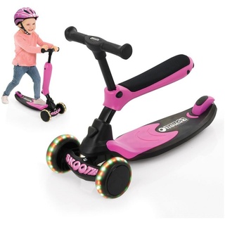 Hauck Laufrad Skootie - Neon Pink, Rutscher & Scooter für Kinder von 1-5 Jahre (LED Lichter & Fußbremse)