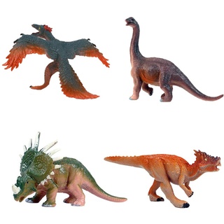 FLORMOON Dinosaurier Spielzeug - 4 Stück Kunststoff realistische Dinosaurier Figuren gehören Archaeopteryx, Brachiosaurus, Styracosaurus, Dracorex für Kinder (Klassisch B, M Größe)