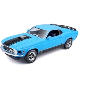 Maisto Ford Mustang Mach 1 (1970): Modellauto im Maßstab 1:18, Türen, Kofferraum und Motorhaube beweglich, blau (531453B)