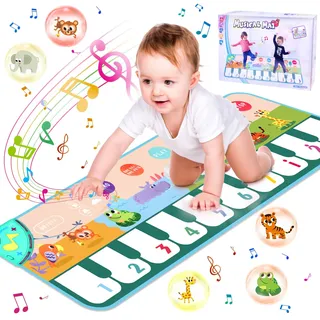 YESLUSY Musikmatte für Kinder mit 8 Tieren, Baby Spielzeug ab 1 Jahr Tanzmatte Klaviermatte, kinderspielzeug ab 1 2 3 4 Jahr Mädchen, Geschenk Mädchen Junge Weihnachts Geburtstag