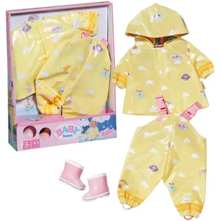 BABY born Deluxe Regen-Oufit mit Regenmantel, Regenhose und Gummistiefeln für 43 cm Puppen, 836460 Zapf Creation