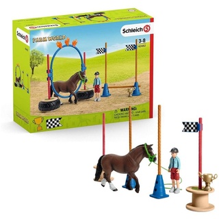 Schleich® Spielfigur Pony Agility Rennen Schleich Sammel-Figur Set Pferde Farm World