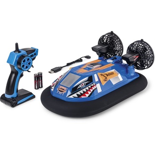 Carson 500108048 Hovershark 2.4G 100% RTR blau/orange - mit 2,4 GHz Fernbedienung, RC Boot, RC Hovershark, ferngesteuertes Spielzeug für Kinder, Luftkissenboot