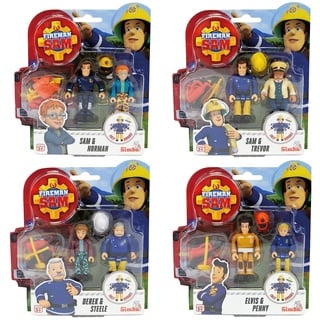 Simba 109251043038 il Pompiere Feuerwehrmann Sam Set mit Zwei beweglichen Figuren 7,5 cm, mit sortiertem Zubehör, 3 Jahre, Mehrfarbig, Piccolo